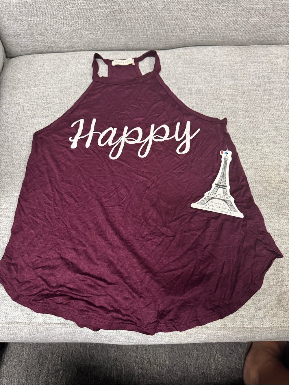 french pastry Happy Racerback Tank Top - Burgundy